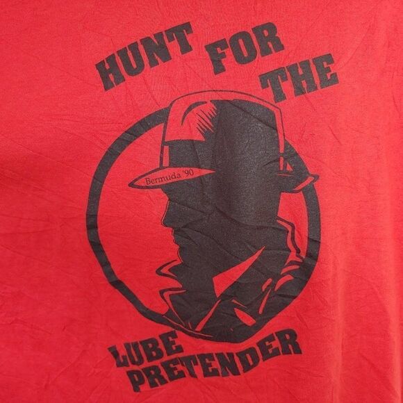 Hunt For The Lube Pretender T Shirt Vintage 90s Bermuda Made In USA Mens 2XL - Picture 2 of 6